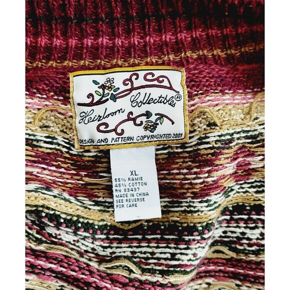 Vintage 80s Granny Core Fair Isle Knit Crochet Zip-Up Nordic Cardigan Sweater - Picture 8 of 8